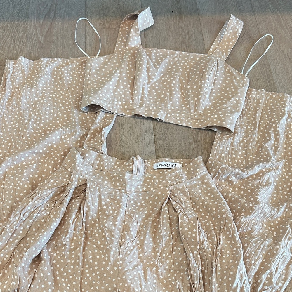 Polka Dot Tan Jumpsuit